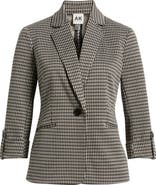 AK ANNE KLEIN Houndstooth Jacquard Knit Jacket