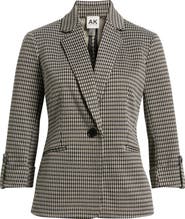 AK ANNE KLEIN Houndstooth Jacquard Knit Jacket