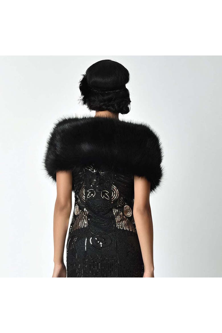 Faux Fur Stole, Alternate, color, Black Fur