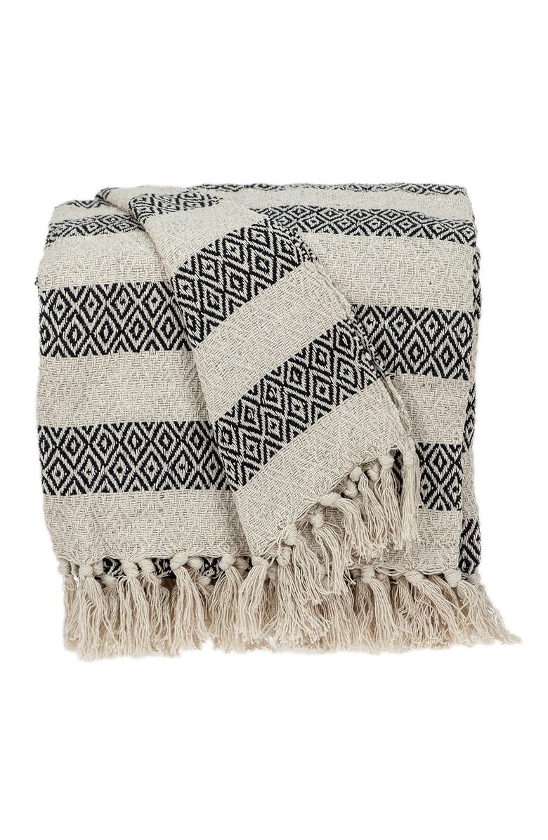PARKLAND COLLECTION Rosie Transitional Beige 52" x 67" Woven Handloom Throw, Main, color, Beige