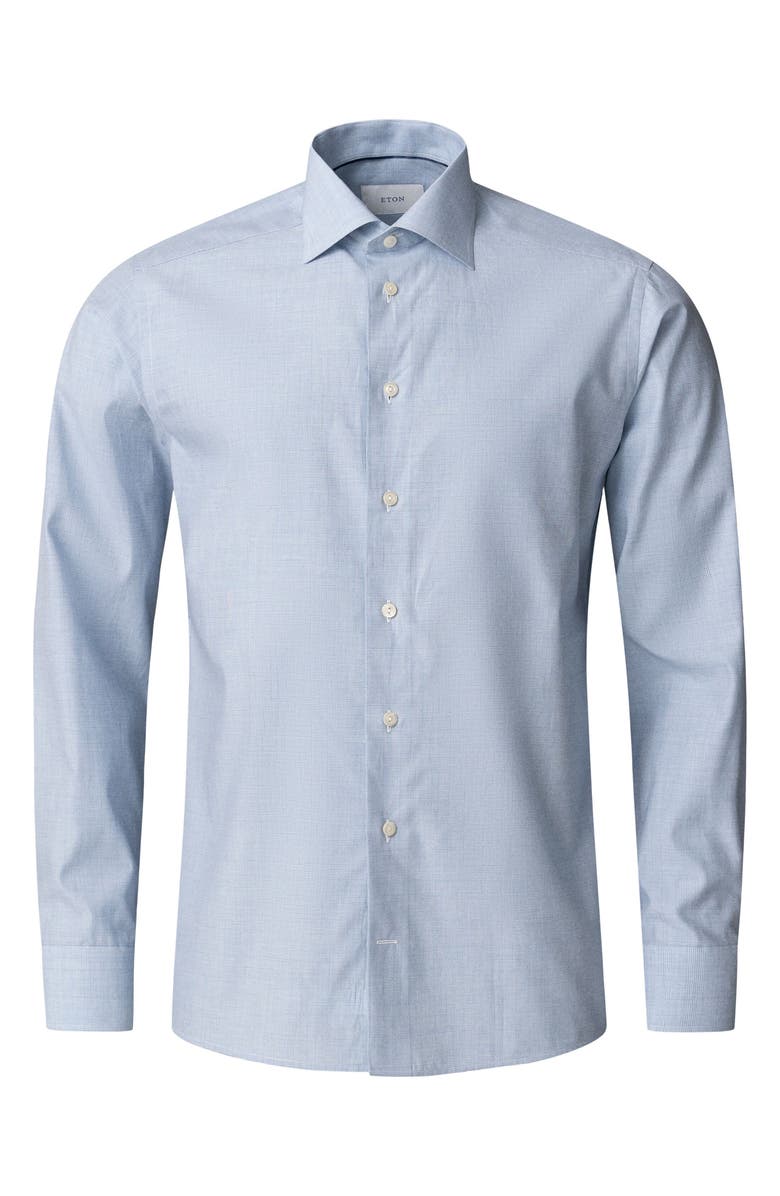Eton Slim Fit Mélange Check Cotton Dress Shirt, Alternate, color, 