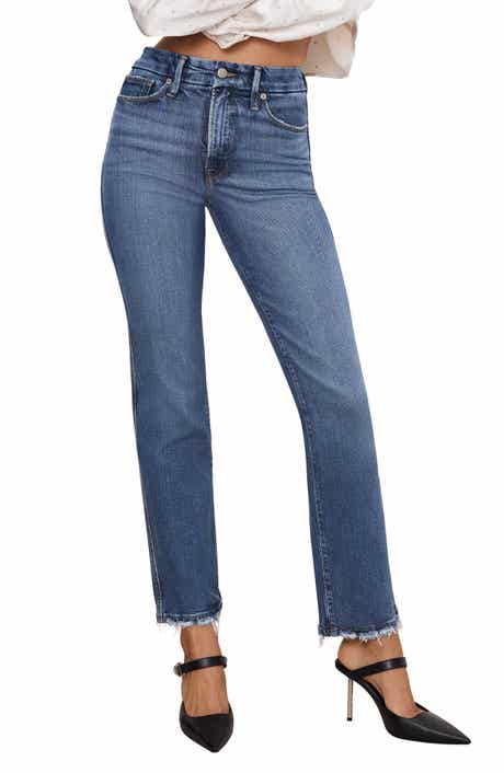 Good American Soft Tech Good Curve High Waist Ankle Straight Leg Jeans