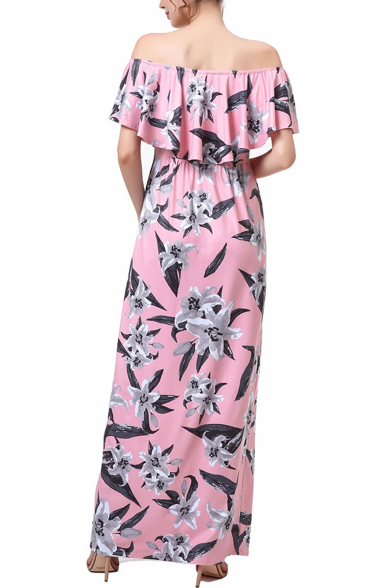 Kimi & Kai Artemis Off the Shoulder Maternity Nursing Maxi Dress, Alternate, color, Multicolored