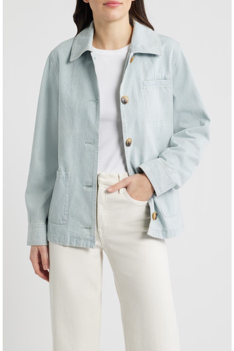 Stripe Denim Jacket, Main, color, LIGHT BLUE