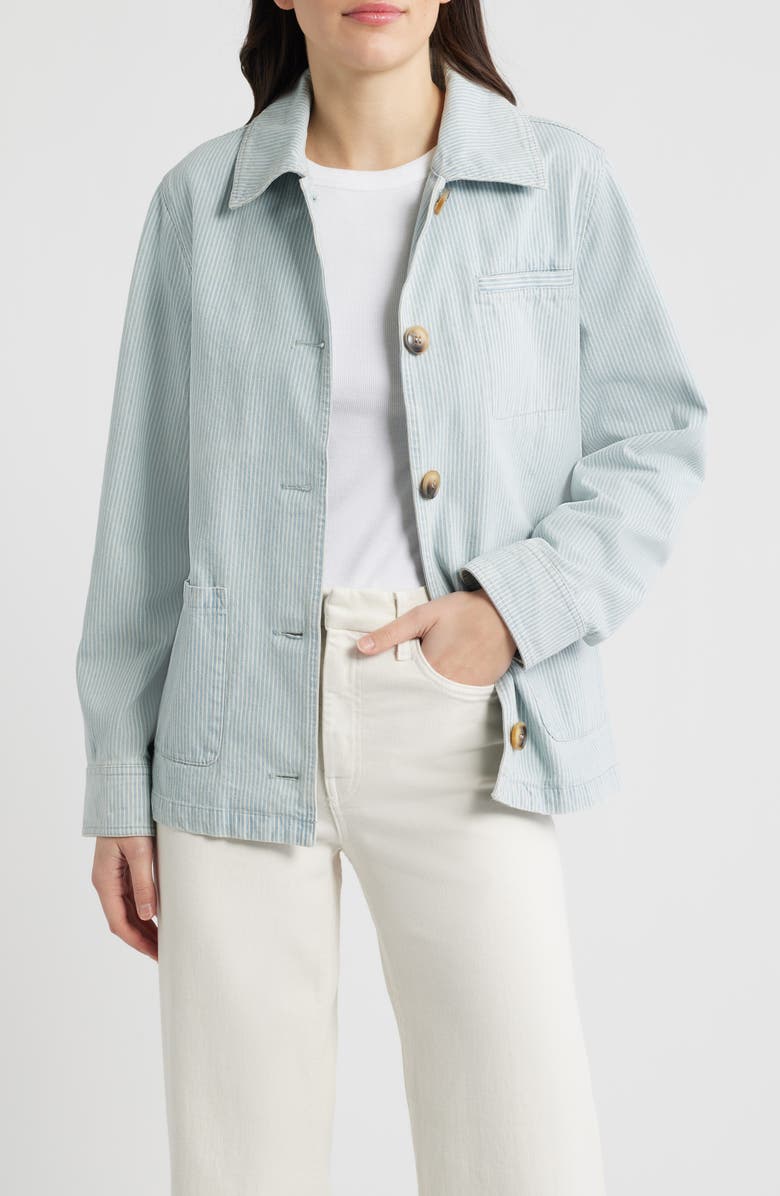Bernardo Stripe Denim Jacket, Main, color, Light Blue