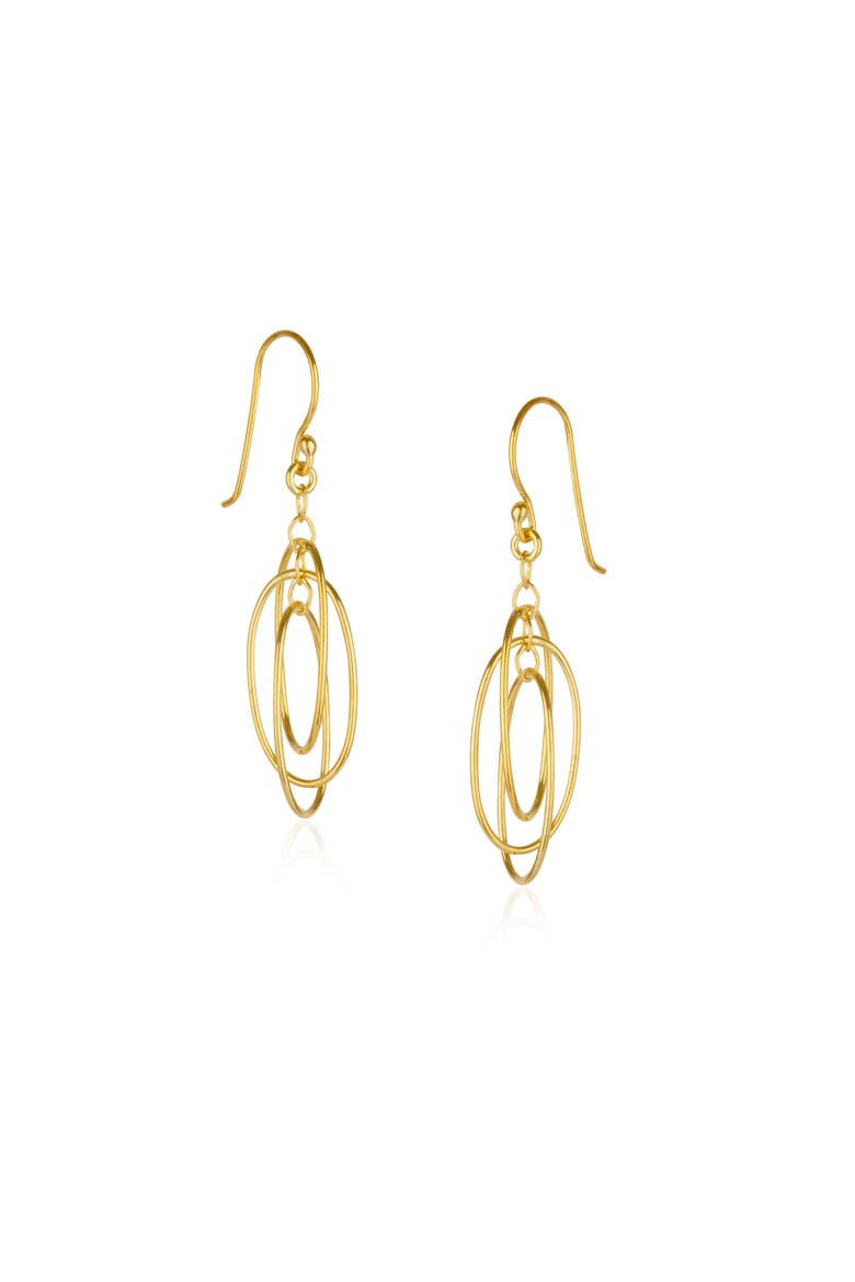 Nested Loop 3D Drop Earring in Sterling Silver, Main, color, Gold