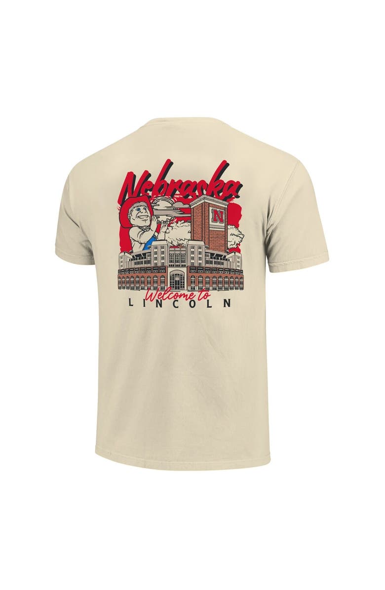IMAGE ONE Men's Image One  Natural Nebraska Huskers Comfort Colors Hand-Drawn Campus Stack T-Shirt, Alternate, color, Natural