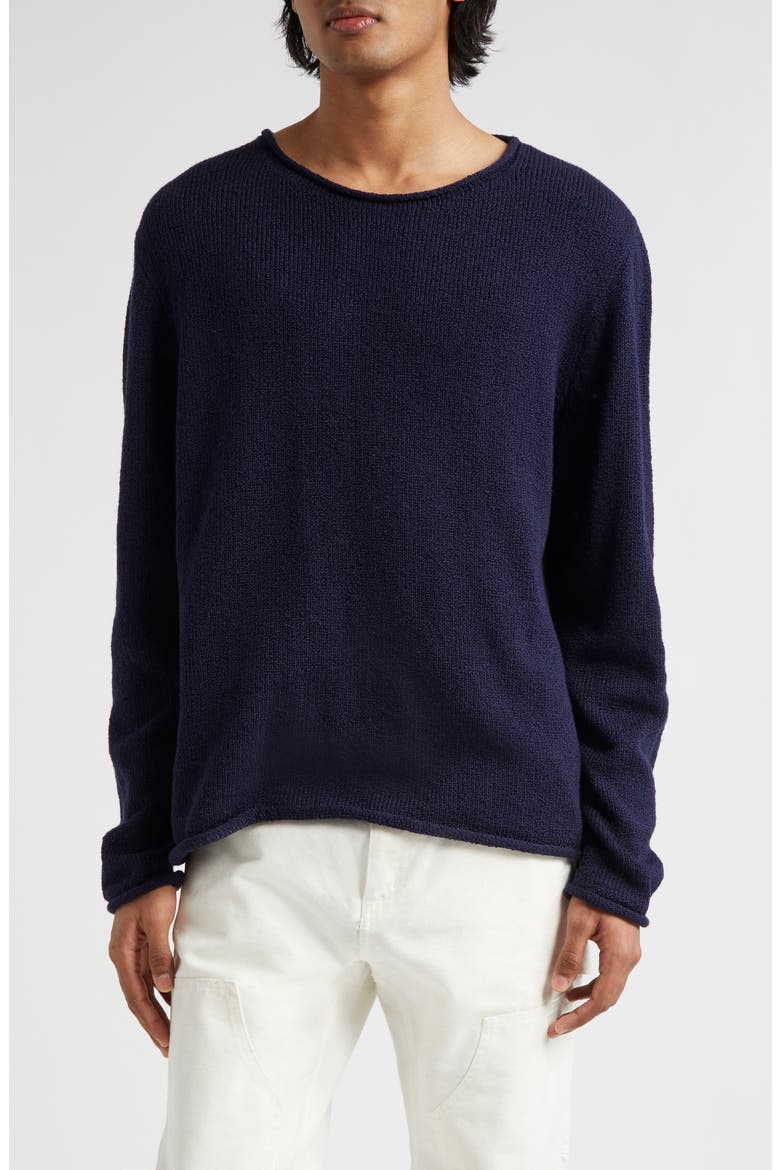 Gender Inclusive Roll Neck Cotton Sweater, Main, color, NAVY