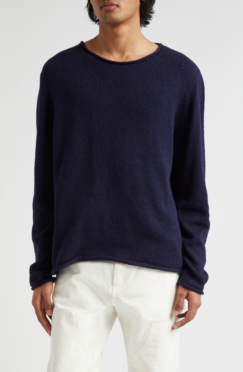 The Elder Statesman Gender Inclusive Roll Neck Cotton Sweater, Main, color,