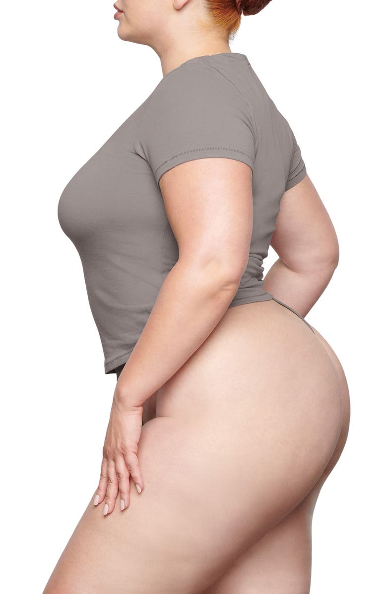 SKIMS Stretch Cotton Jersey T-Shirt, Alternate, color, Smoke