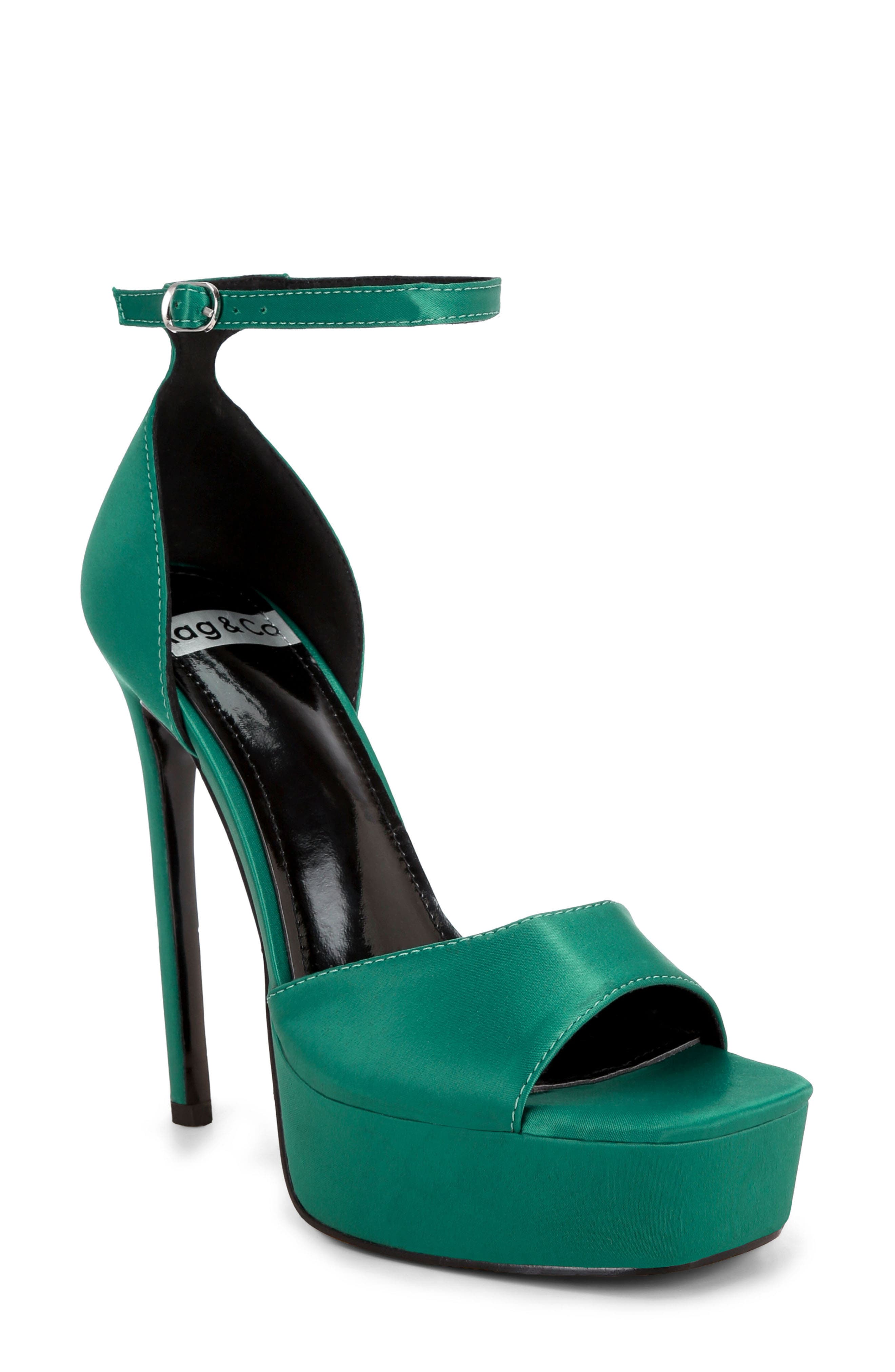 Marshis Platform Sandal, Main, color, GREEN SATIN