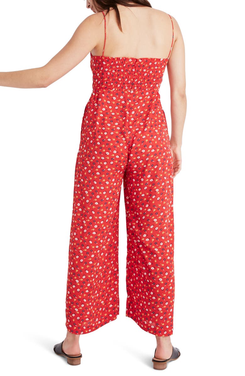 Madewell Ruched Wide Leg Jumpsuit, Alternate, color,