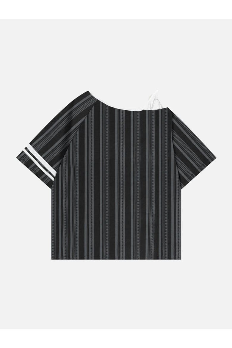 Stripe Off-The-Shoulder Tee, Alternate, color, Black