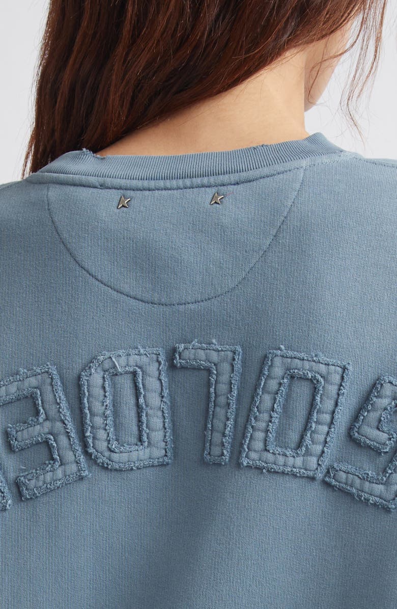 Golden Goose Boxy Faded Cotton Sweatshirt, Alternate, color, Windward Blue