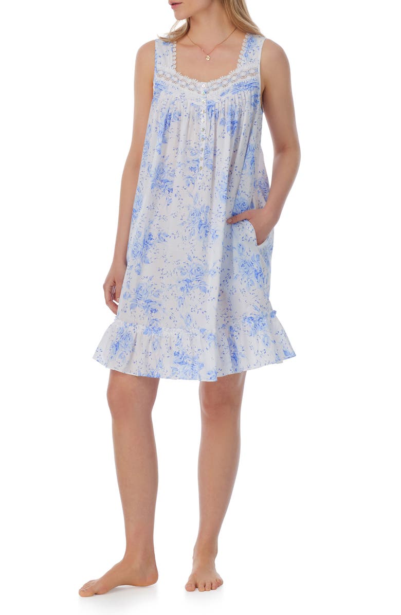Eileen West Floral Cotton Lawn Chemise, Alternate, color, 