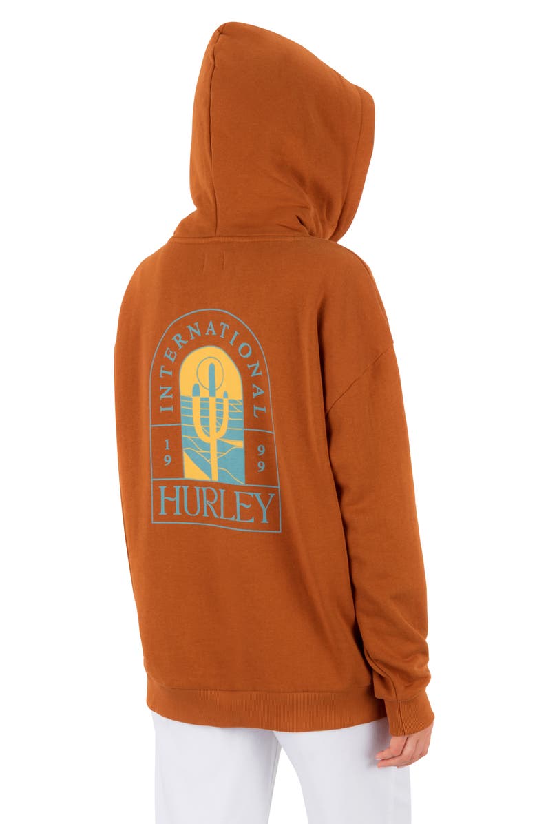 Hurley Immerse Oversize Graphic Hoodie, Alternate, color, Leather Brown
