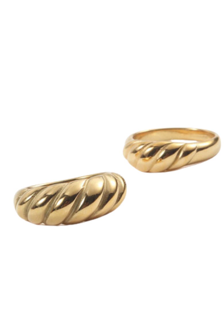 Waterproof 18K Gold-Plated Croissant Ring, Alternate, color, GOLD