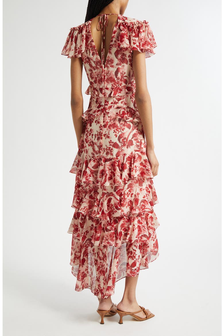 Tatum Floral Ribbons Ruffle Maxi Dress, Alternate, color, CHERRY ROSE MULTI