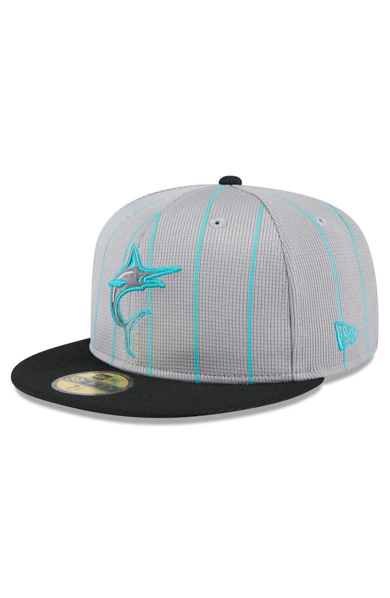 New Era Men's New Era  Gray/Black Miami Marlins 2025 Batting Practice 59FIFTY Fitted Hat, Main, color, Gray