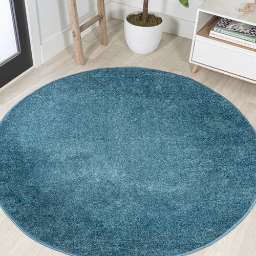 Jonathan Y Haze Solid Low-pile Round Area Rug In Green/blue