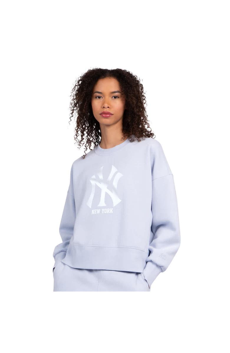 STARTER Women's Starter Light Blue New York Yankees Pastels Boxy Fleece Sweatshirt, Main, color, Light Blue