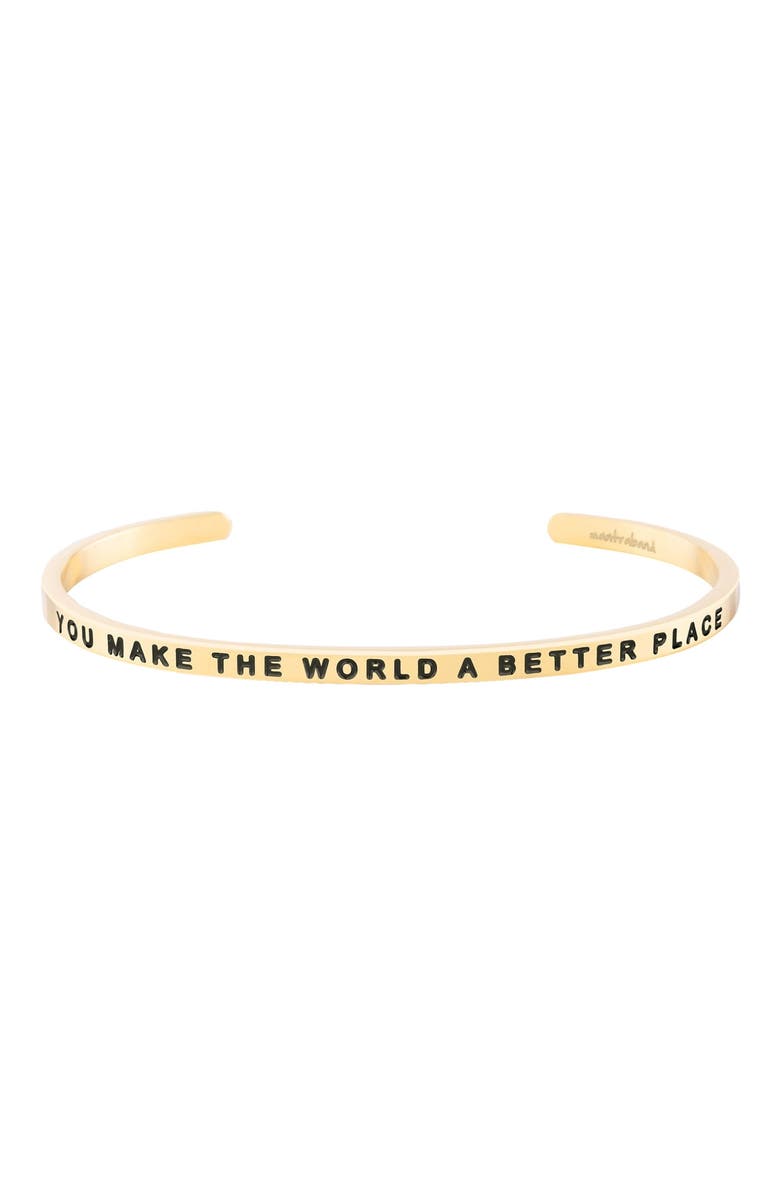 Mantra You Make The World A Better Place bracelet, Main, color, Outside - Yellow Gold