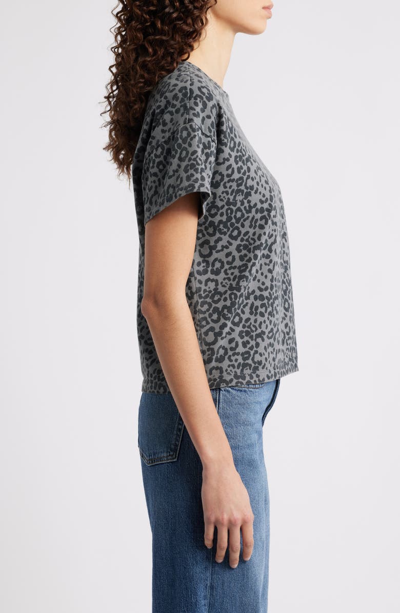 rag & bone/JEAN Kelly Leopard Print Cotton Boxy T-Shirt, Alternate, color, Washed Black