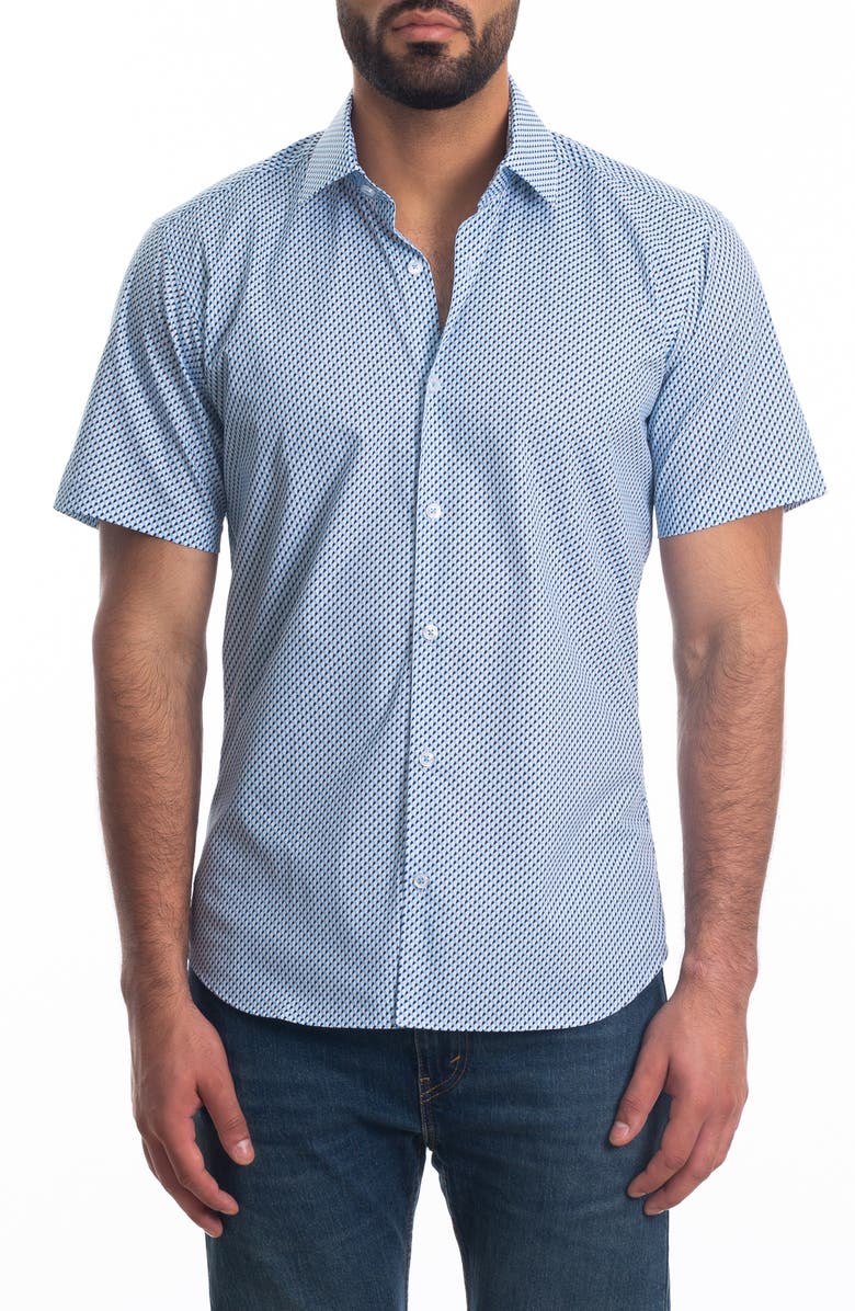 Jared Lang Trim Fit Short Sleeve Cotton Button-Up Shirt, Main, color,