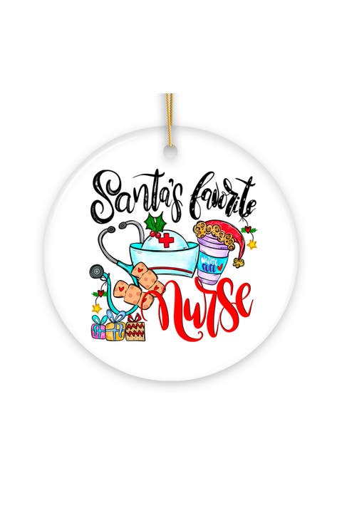 Santas Favorite Nurse Stethoscope Ceramic Ornament