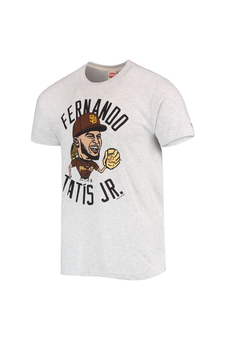 Men's Homage Fernando Tatis Jr. White San Diego Padres Caricature Tri-Blend T-Shirt, Alternate, color, White