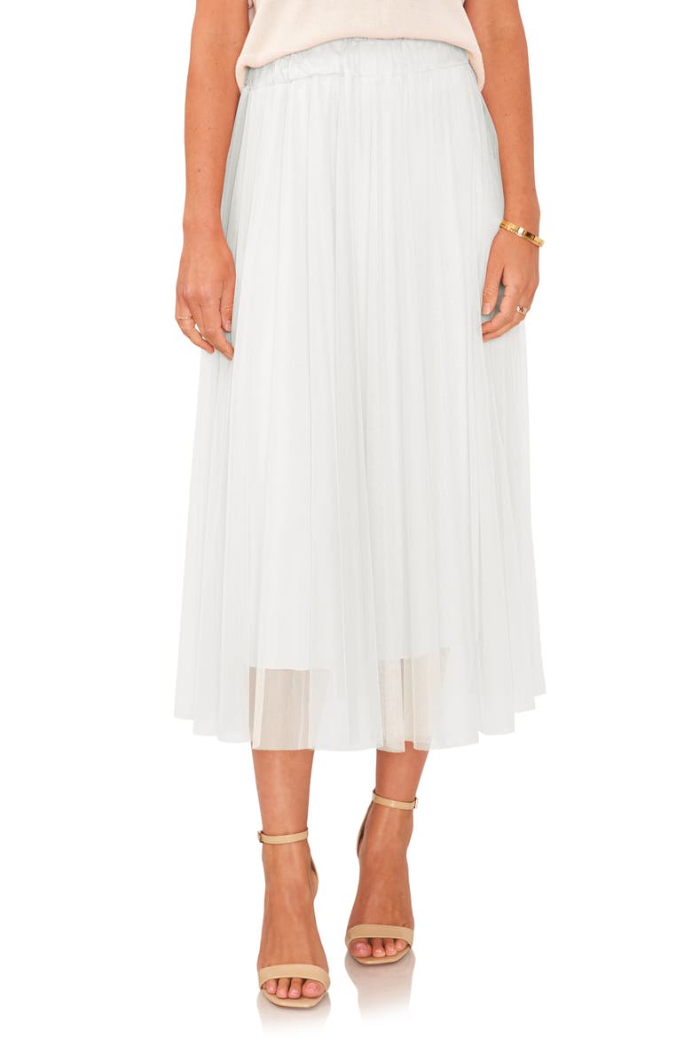 Pleated Mesh Midi Skirt, Main, color, NEW IVORY
