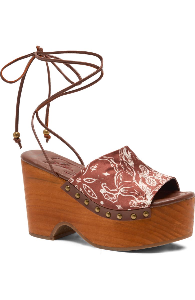 Free People Front Row Wraparound Ankle Strap Platform Sandal, Main, color, Horses Bandana