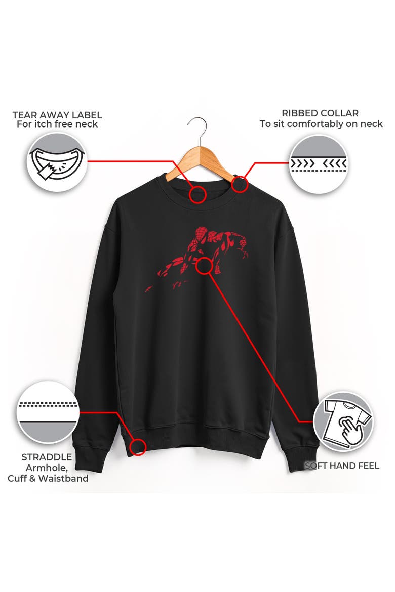 Men's Marvel Spider-Man Vintage Red Wraith Shadow Pose  Sweatshirt, Alternate, color, Black