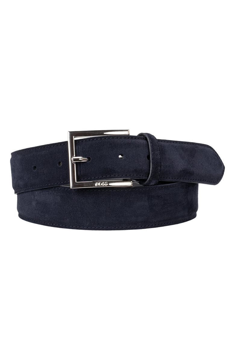 BOSS Dressletic Suede Belt, Main, color, Dark Blue