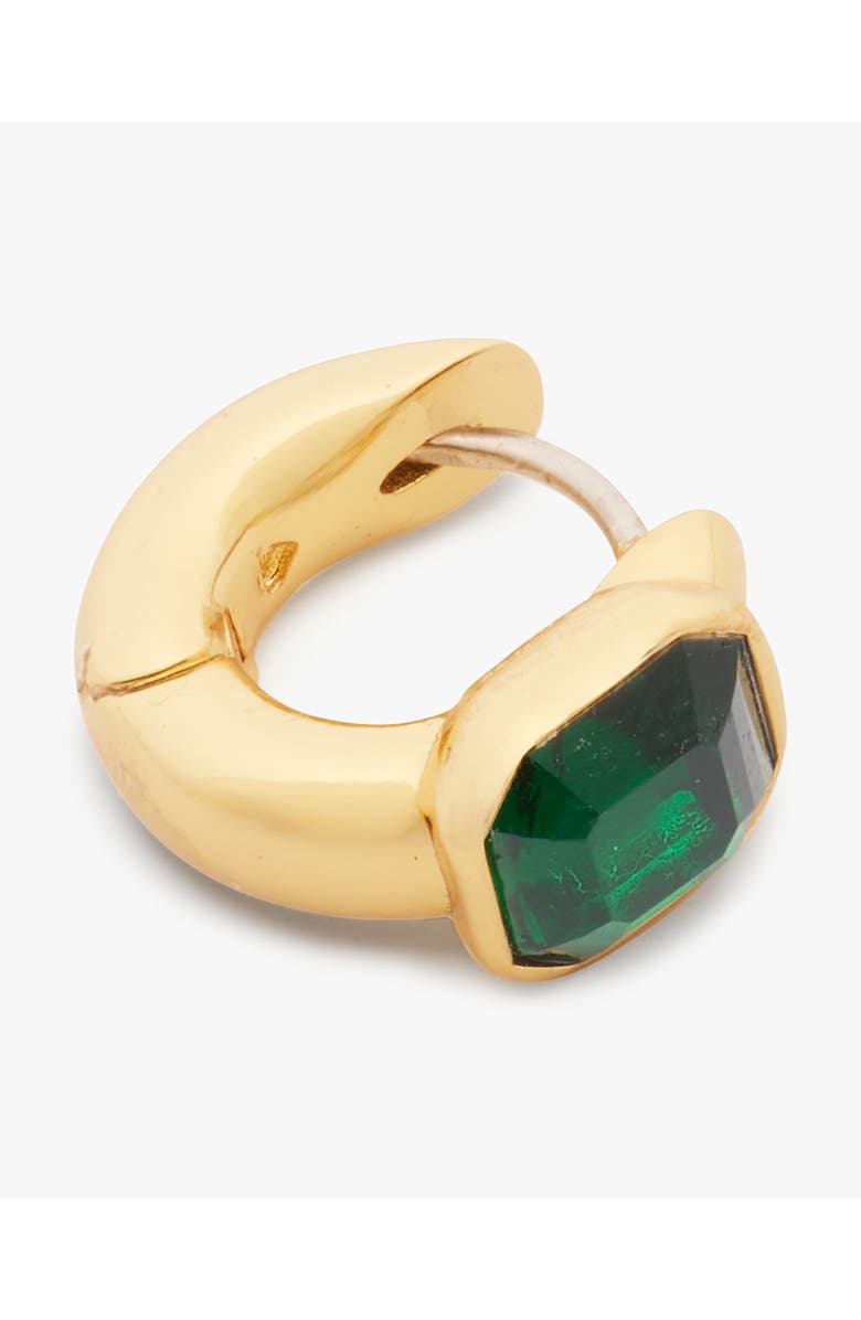 Kate Spade New York asscher huggie hoop earrings, Alternate, color, Emerald.