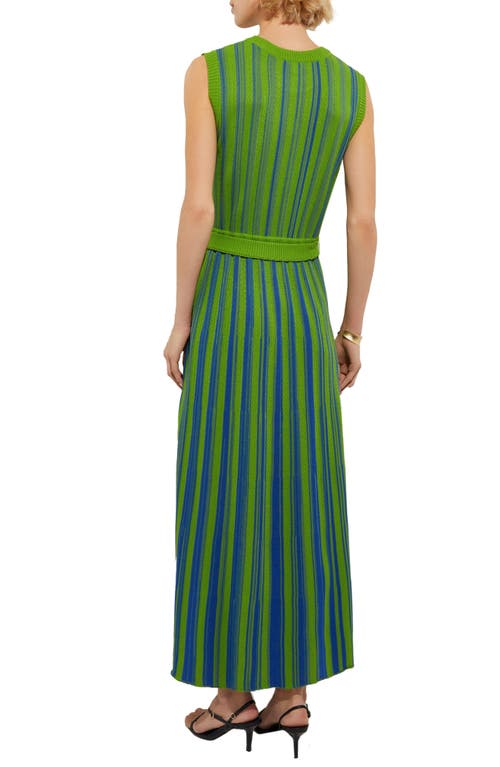 Misook Modern Fit Sleeveless Rib Knit Dress In Satin Sky/matisse Green