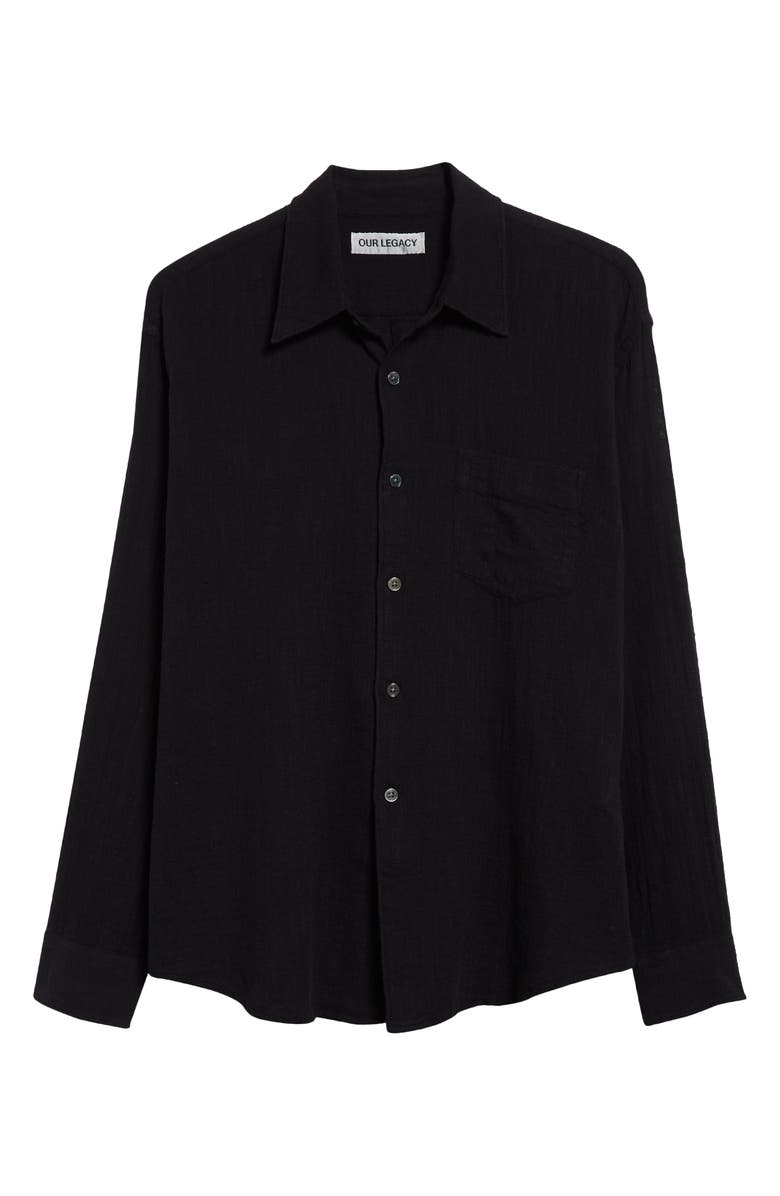 OUR LEGACY Coco Cotton Button-Up Shirt, Alternate, color, Washed Black Air Cotton
