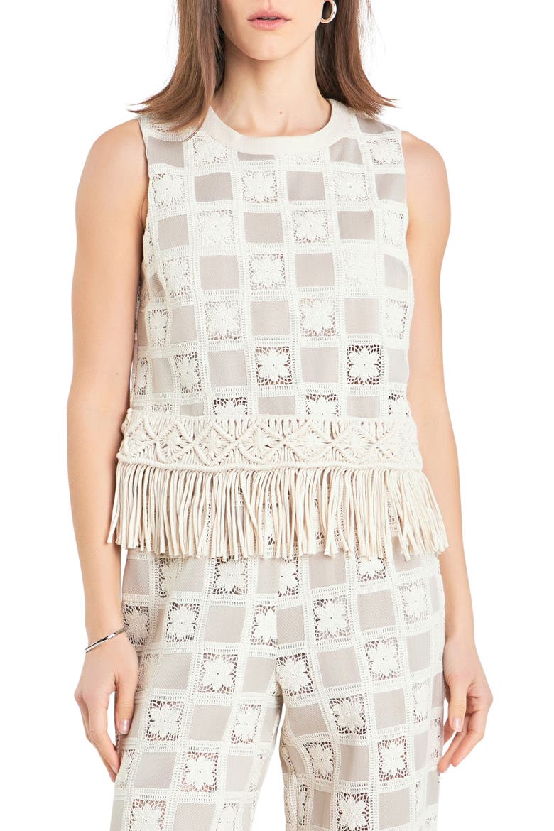 Crochet Lace Patchwork Tank, Main, color, BEIGE MULTI