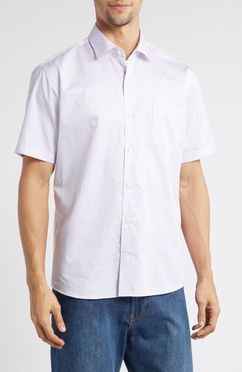 Hudson Microprint Short Sleeve Cotton Button-Up Shirt