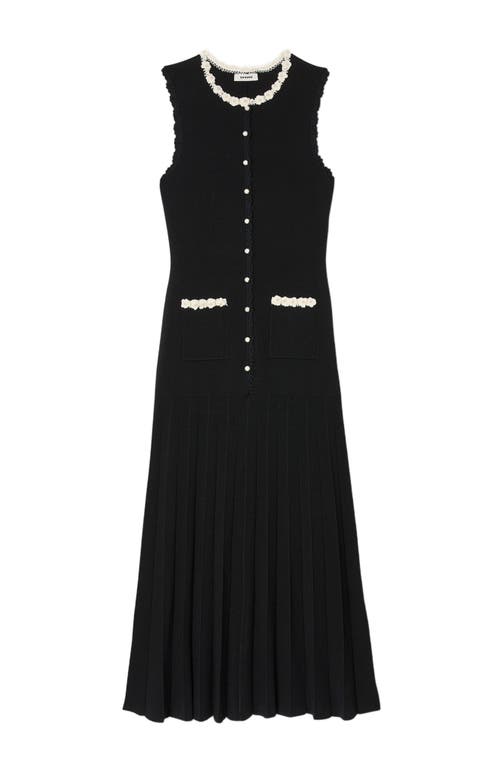 Sandro Long Dress With Crochet Detailing In Black
