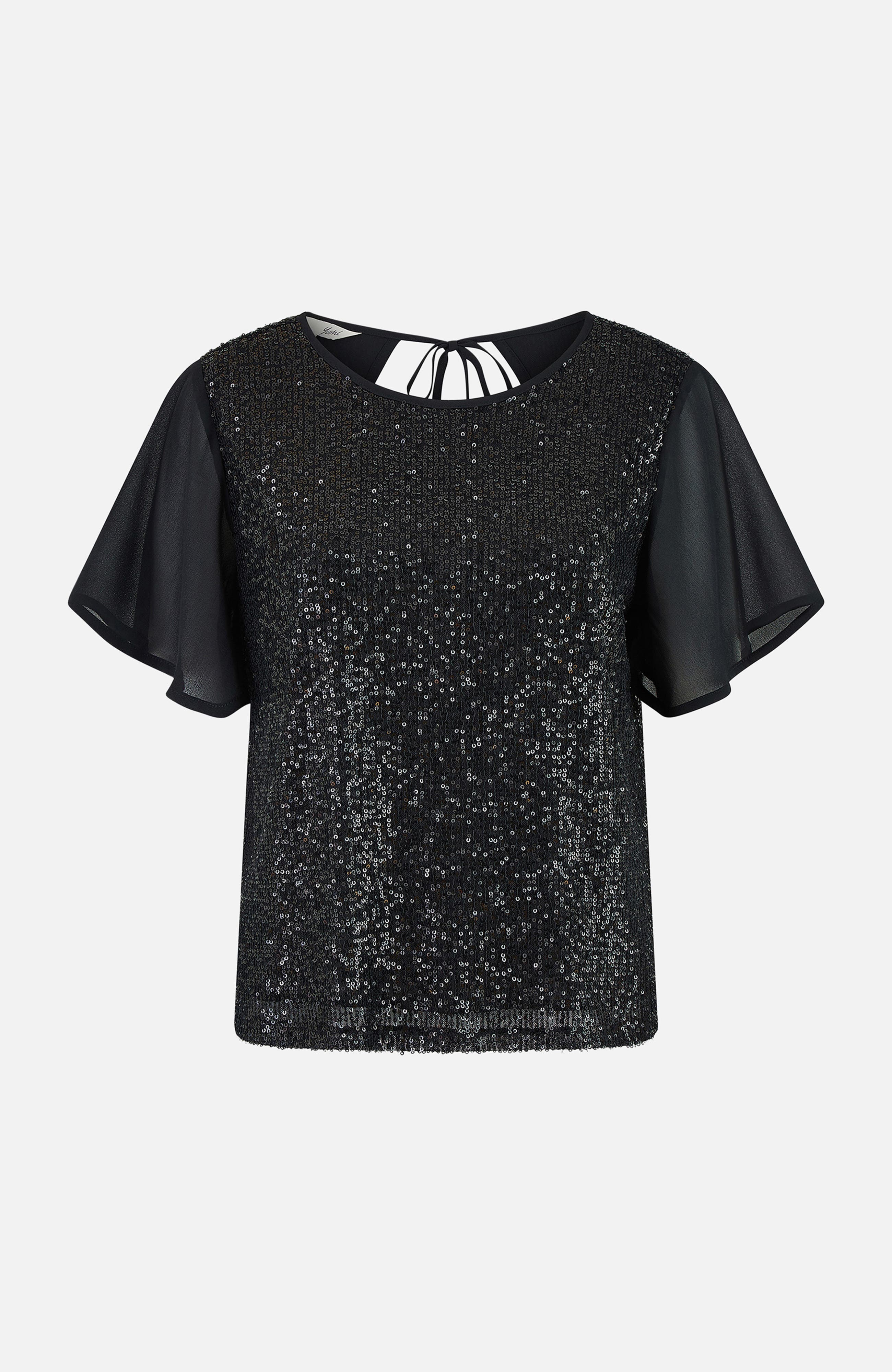 Sheer Sleeve Sequin Top - image 2