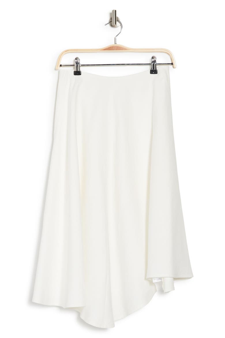 Linen Blend Asymmetrical Hem Midi Skirt, Alternate, color, OFF WHITE