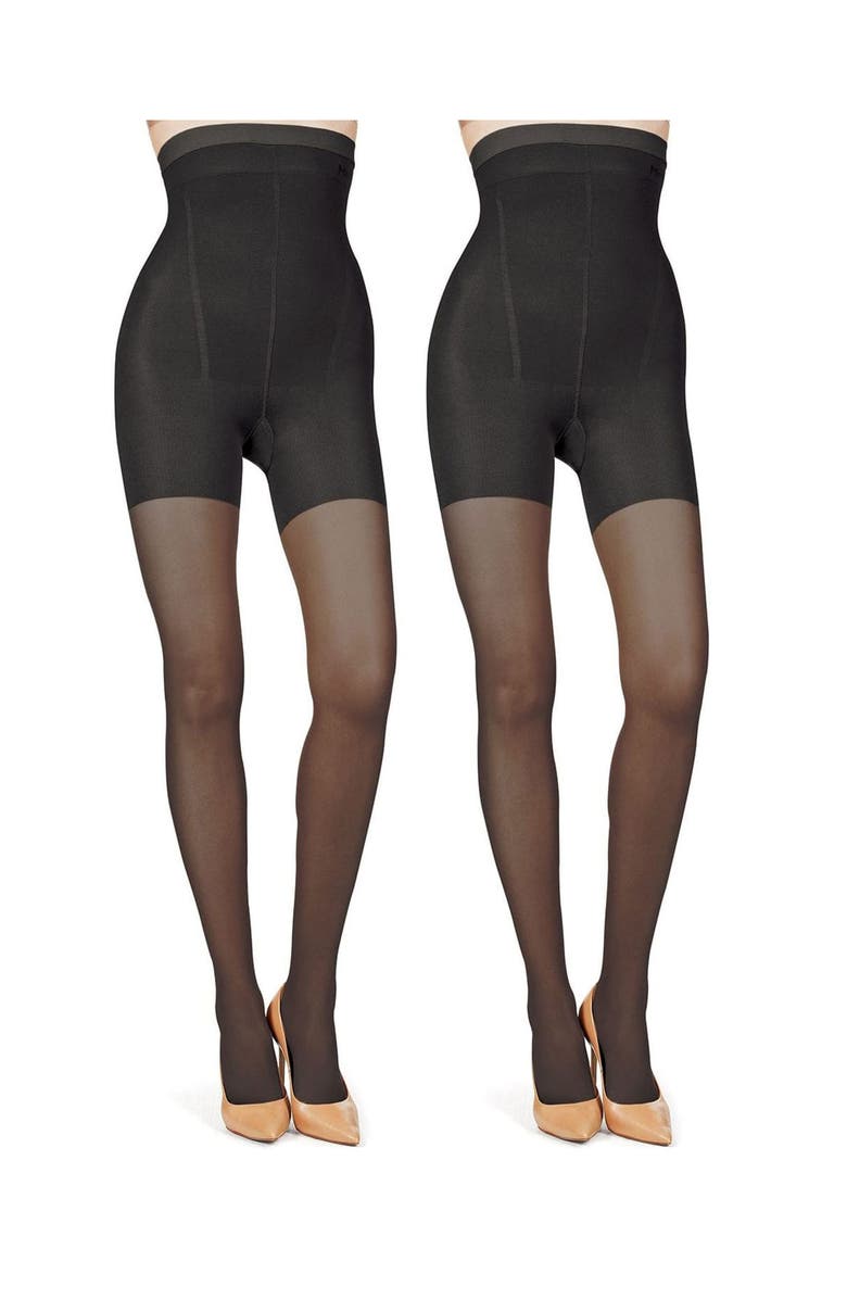 MeMoi 2-Pack Body Shaper High Waist Tights, Alternate, color, Black