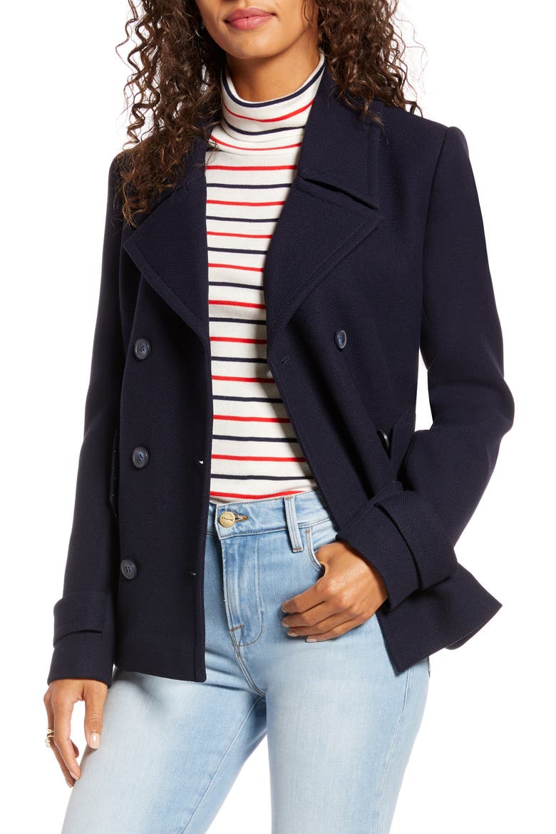 Double Breasted Peacoat, Main, color, NAVY NIGHT