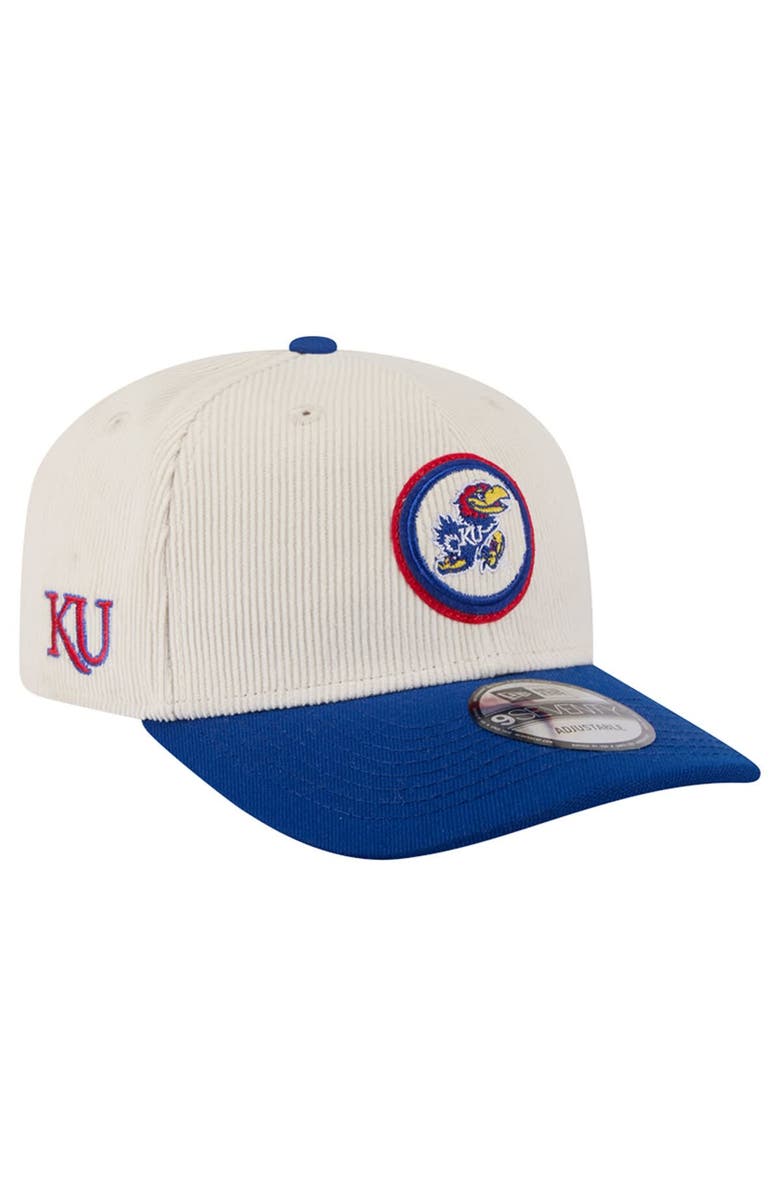 New Era Men's New Era Cream/Royal Kansas Jayhawks Loyal Corduroy 9SEVENTY Adjustable Hat, Main, color, Cream