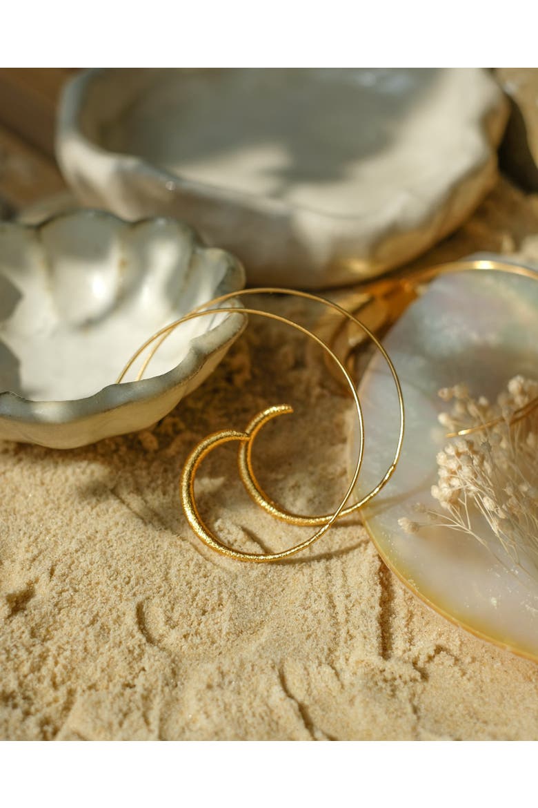 Aegina Pull Through Hoop Earrings, Alternate, color, Brass