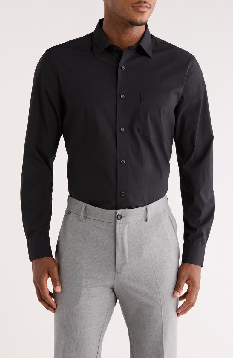 Nordstrom Solid Stretch Button-Up Shirt, Main, color, Black