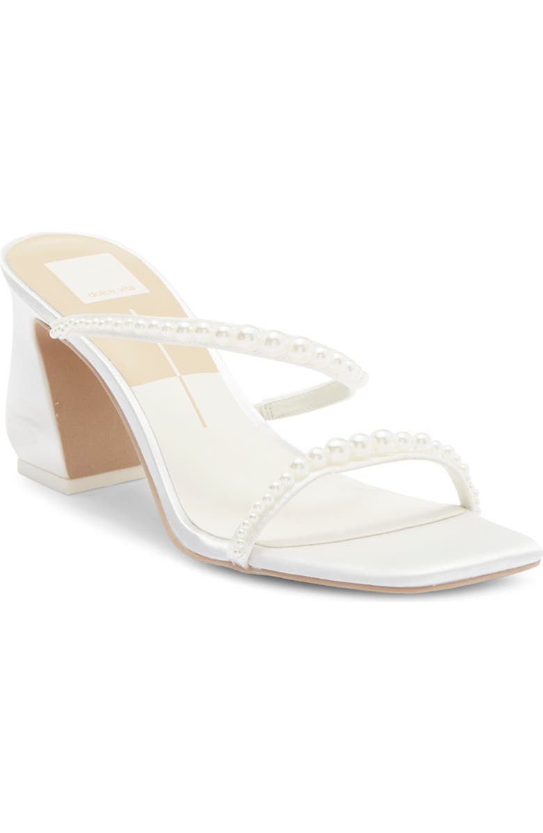 Dolce Vita Tynice Faux Pearl Sandal, Main, color, White Satin