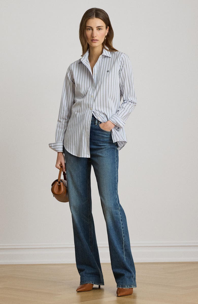 Lauren Ralph Lauren Cotton Broadcloth Button-Up Shirt, Alternate, color, Blue/ Multi