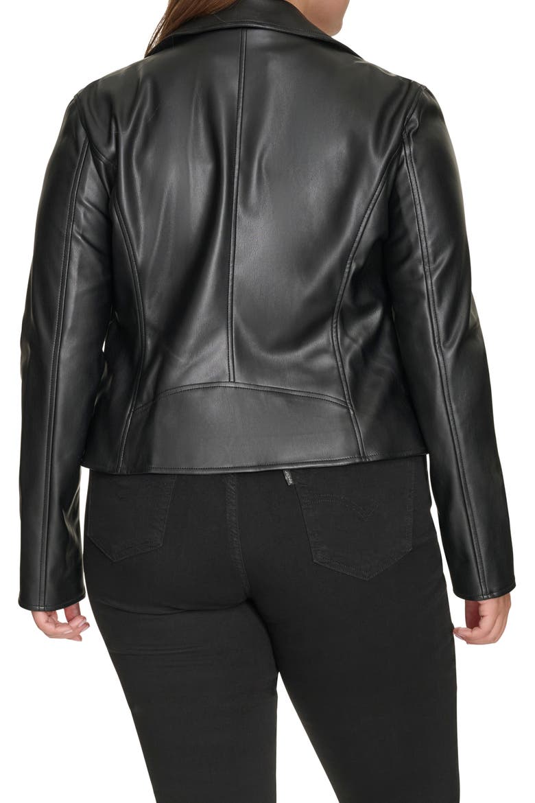 Water Resistant Faux Leather Moto Jacket, Alternate, color, BLACK